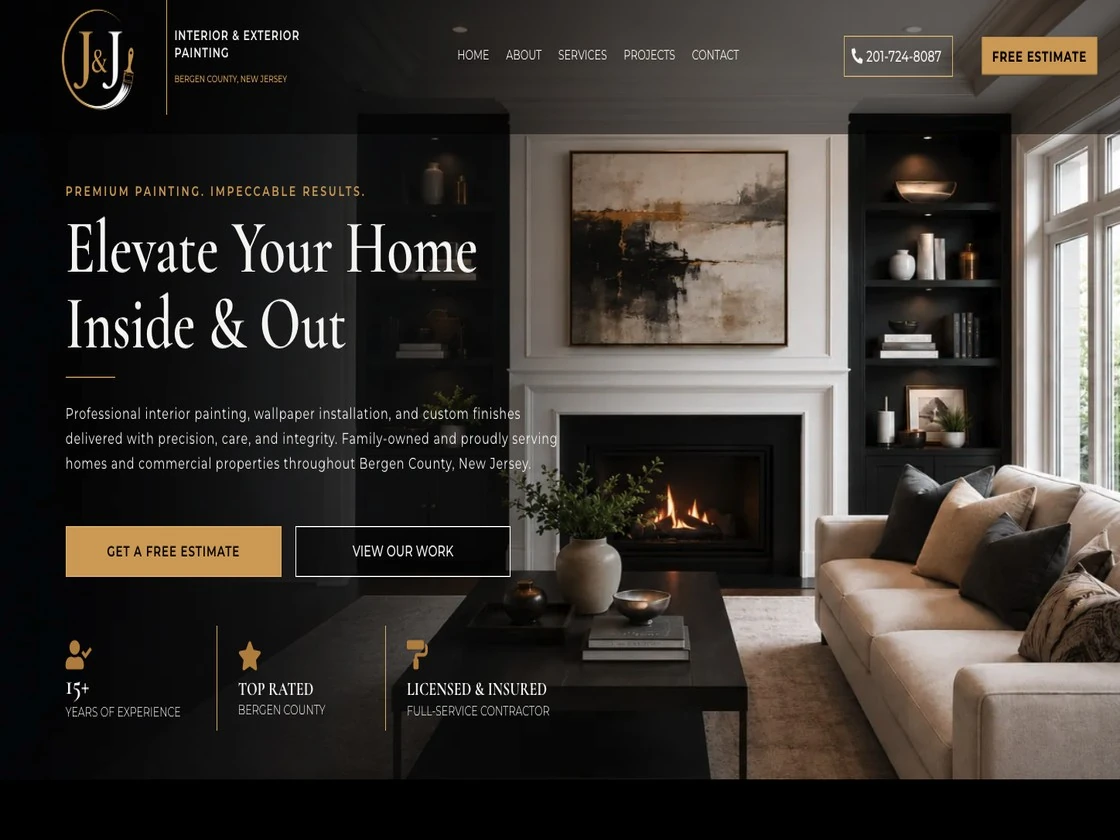 Desktop view of a website designed by AM Digital Solutions for a painting company