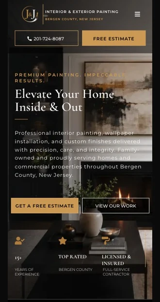 Mobile view of the same website, showing responsive design